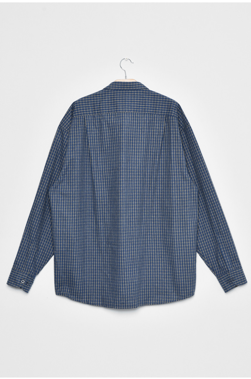 Рубашка мужская батальная синего цвета в клеточку 170856