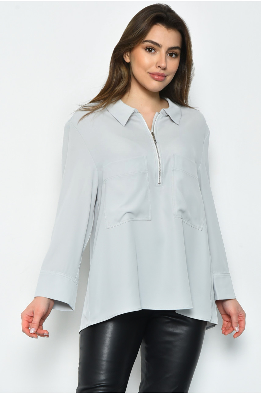 Блуза жіноча однотонна сірого кольору 170981