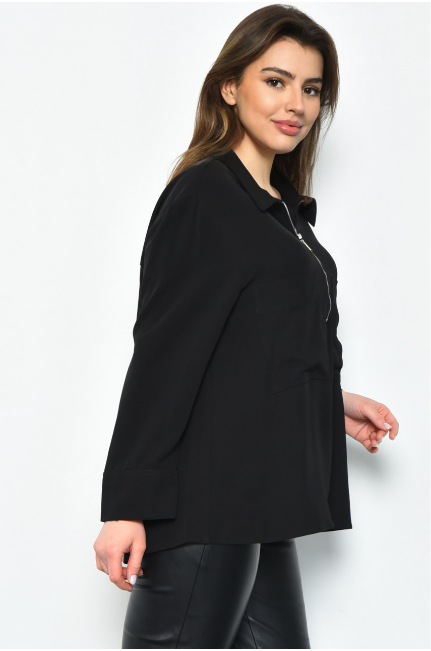 Блуза жіноча однотонна чорного кольору 170982