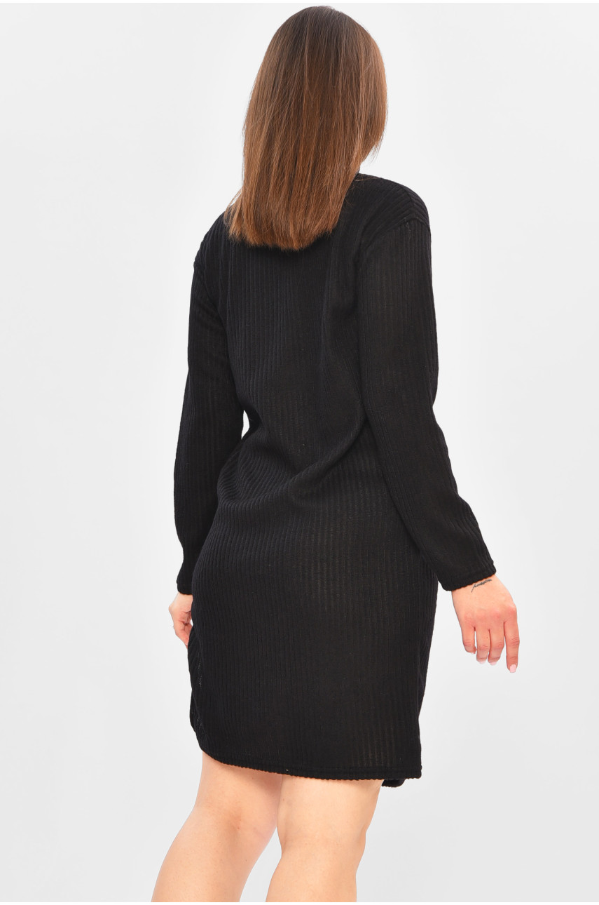 Платье-гольф женское в рубчик черного цвета 170995