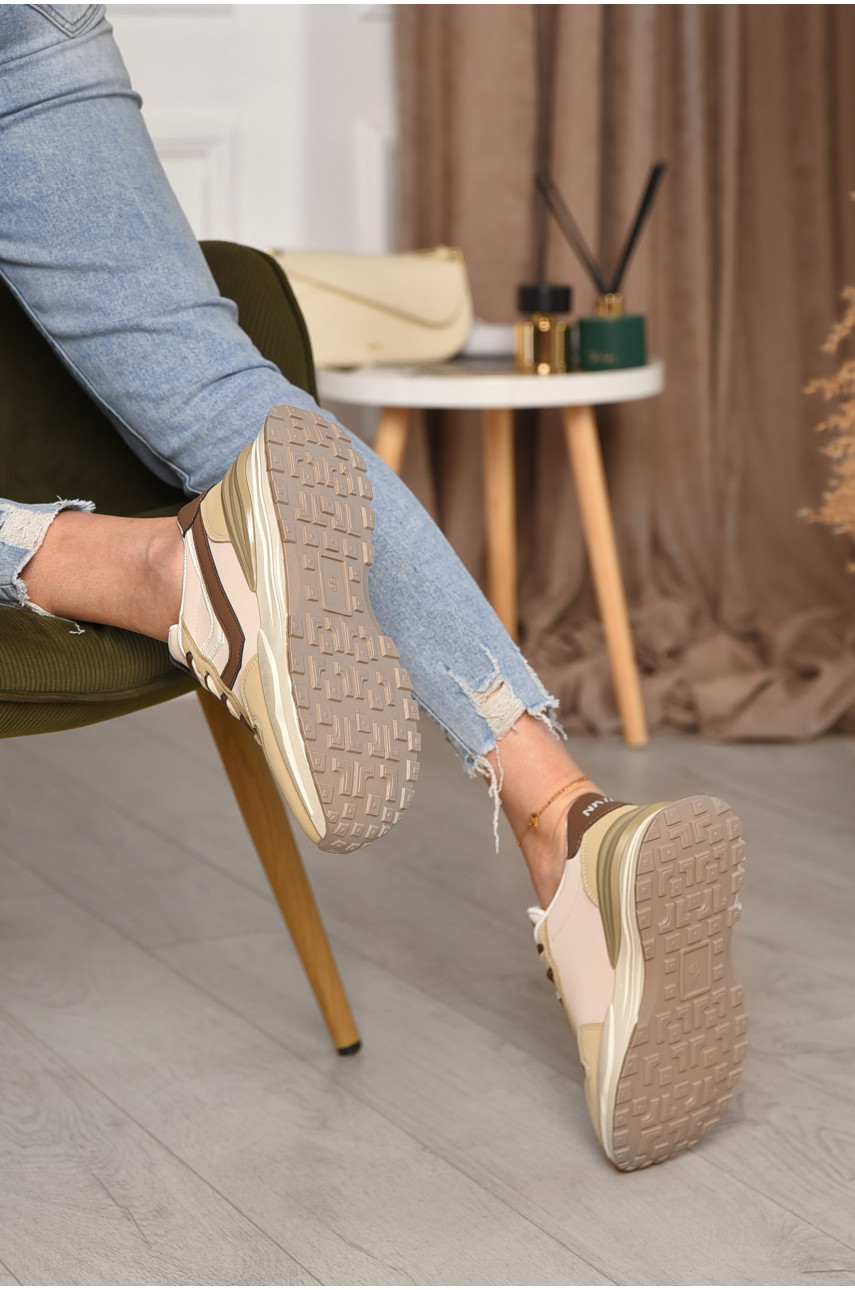 Кроссовки женские бежевого цвета на шнуровке CQ7302-3 171024