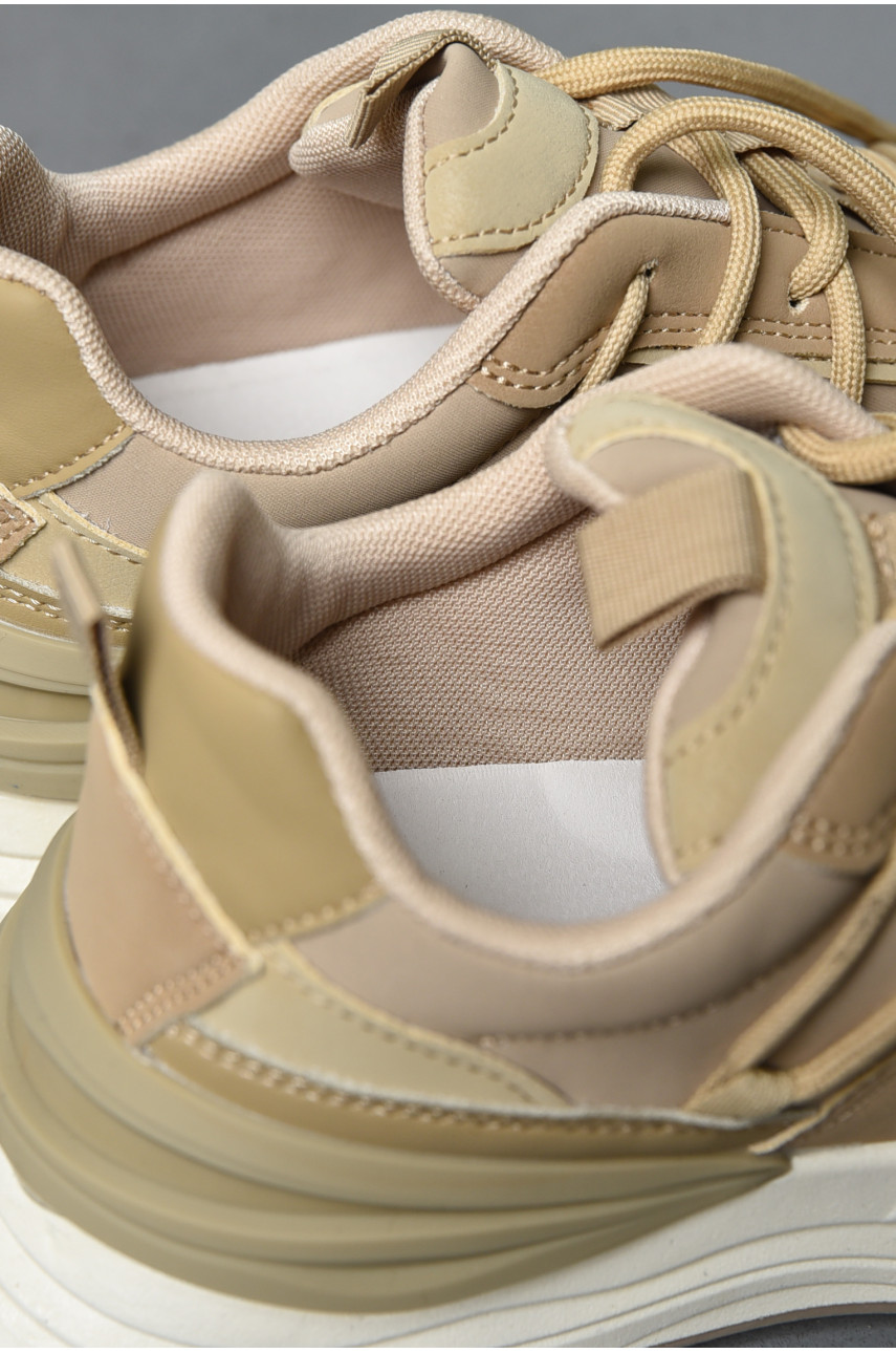 Кроссовки женские бежевого цвета на шнуровке CQ7305-4 171028