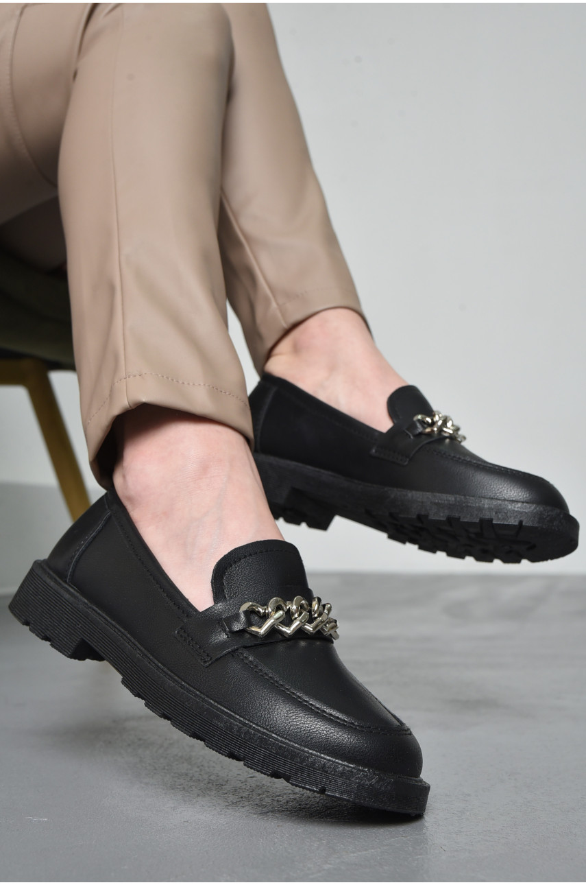 Туфли-лоферы женские черного цвета JB1705-1 171069