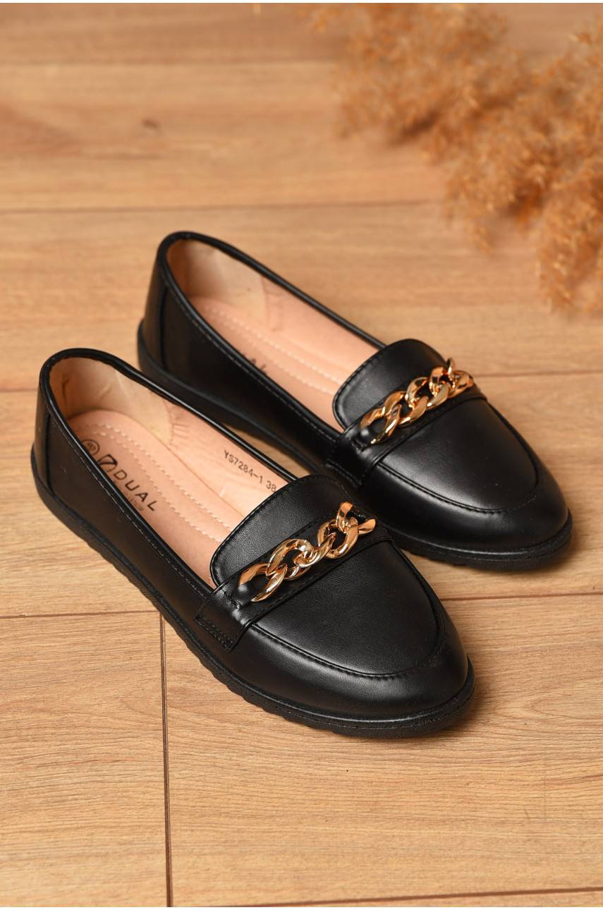 Туфли-лоферы женские черного цвета YS7284-1 171078