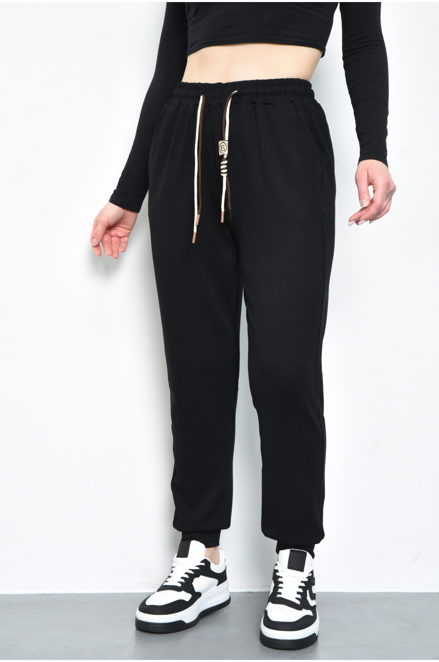 Спортивые штаны женские черного цвета 9652-11 171316