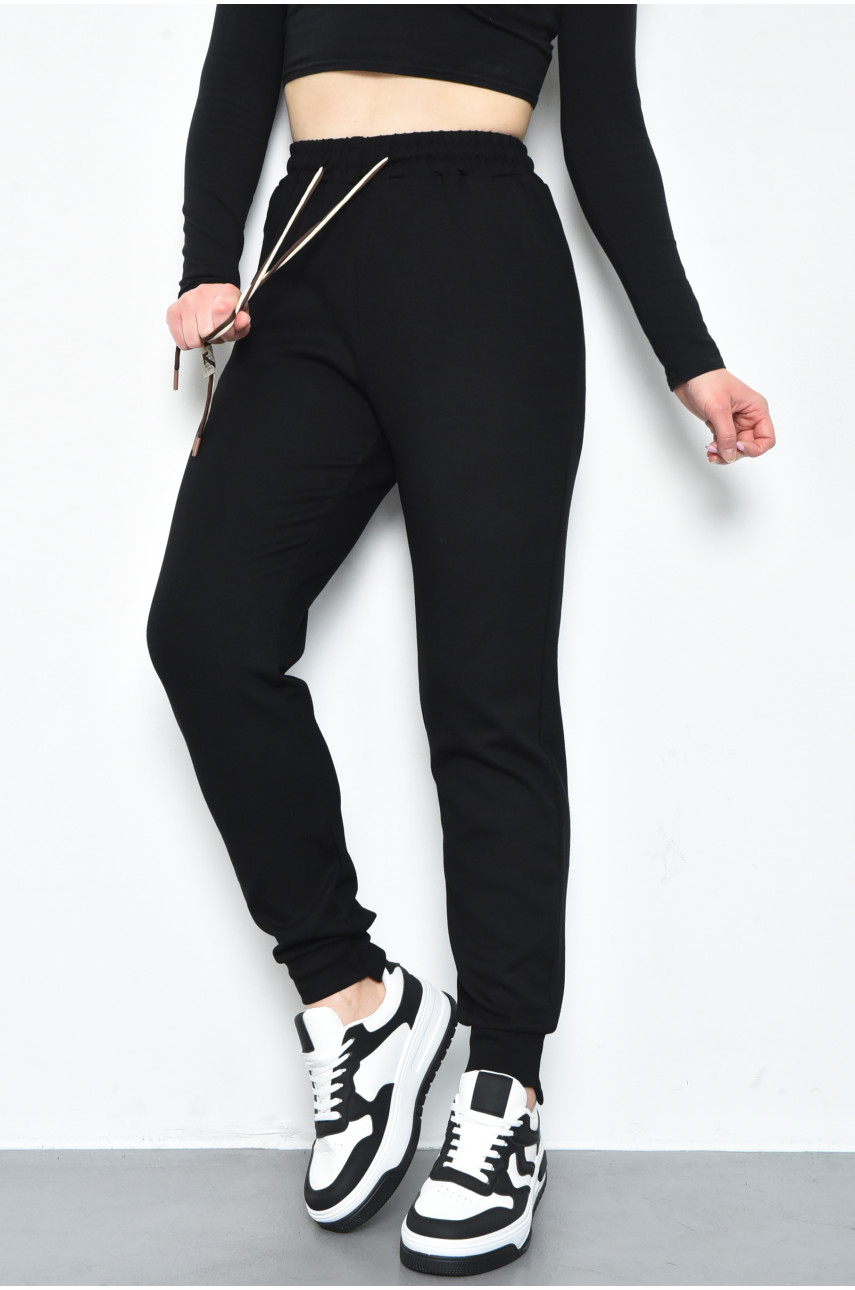 Спортивые штаны женские черного цвета 9652-1 171319