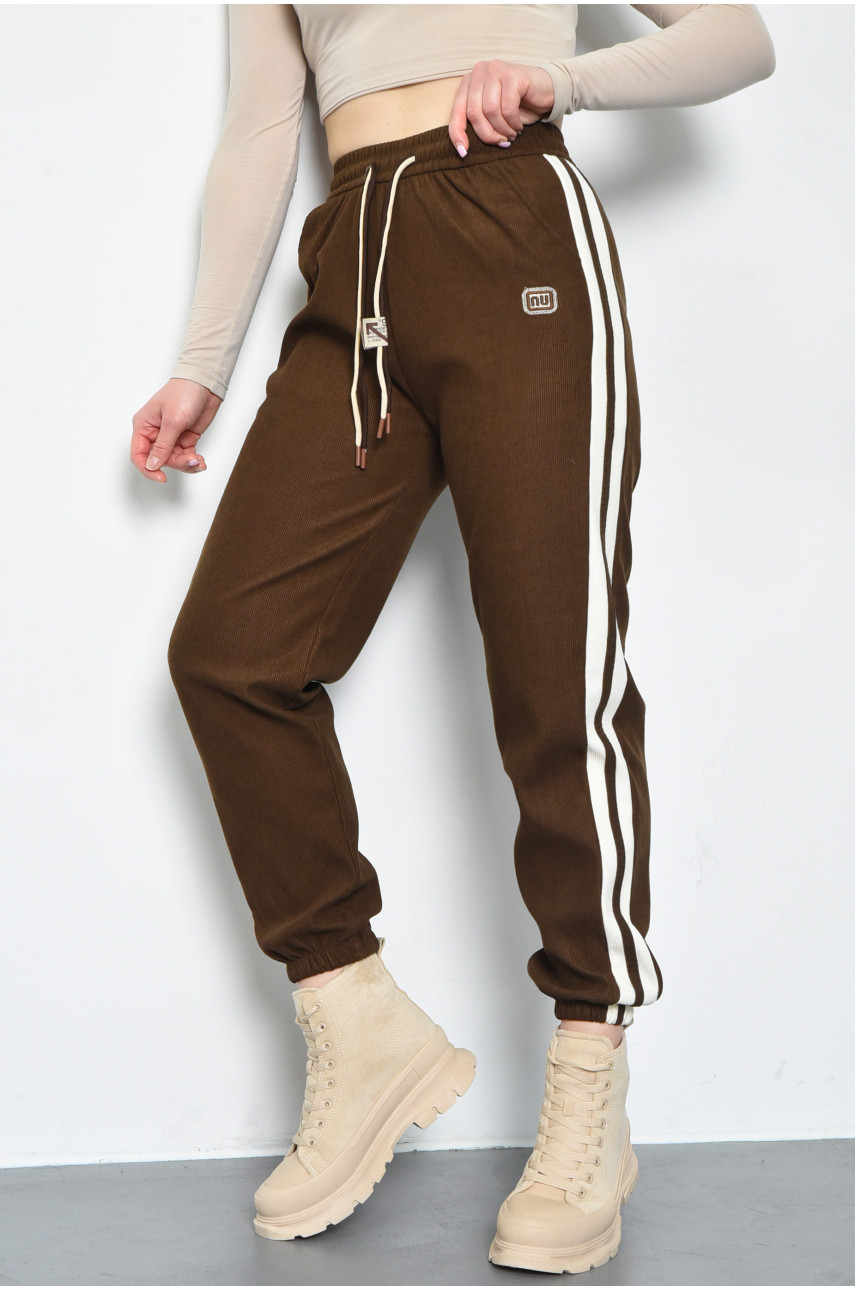 Спортивые штаны женские коричневого цвета 9664-2 171321