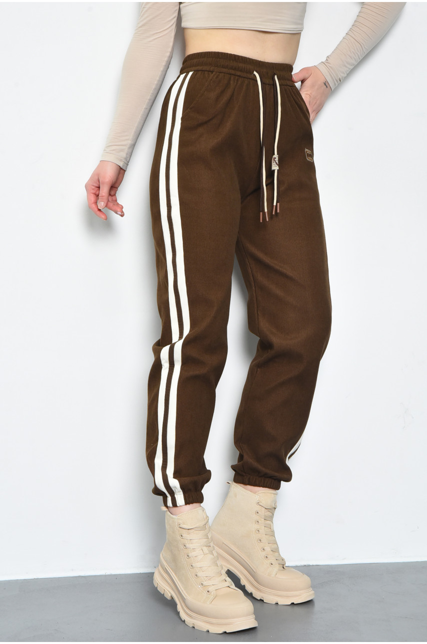 Спортивые штаны женские коричневого цвета 9664-2 171321