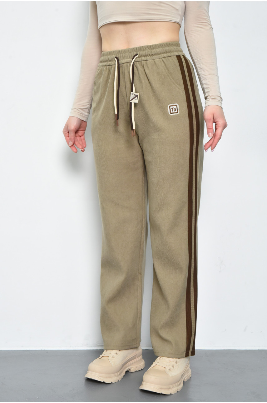 Спортивые штаны женские бежевого цвета 9664-1 171325