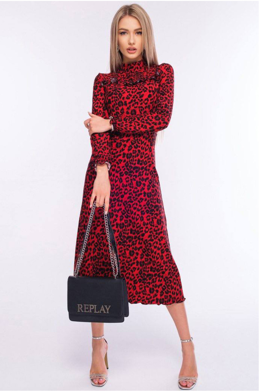Сукня жіноча червоного кольору з леопардовим принтом 2176 171348