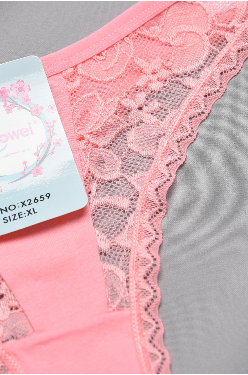 Стрінги жіночі з гіпюровими вставками рожевого кольору X2659 171396