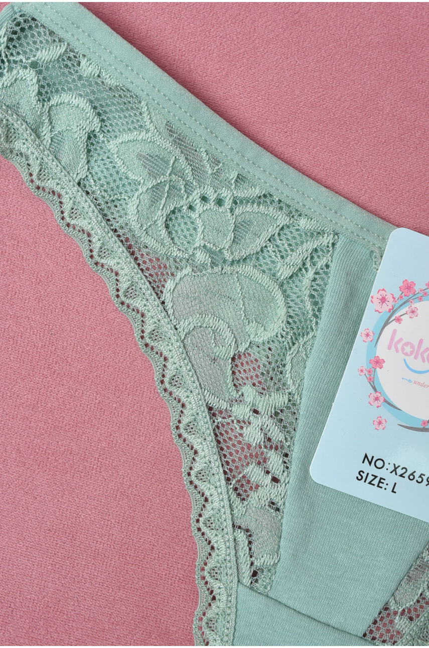 Стрінги жіночі з гіпюровими вставками м`ятного кольору X2659 171402