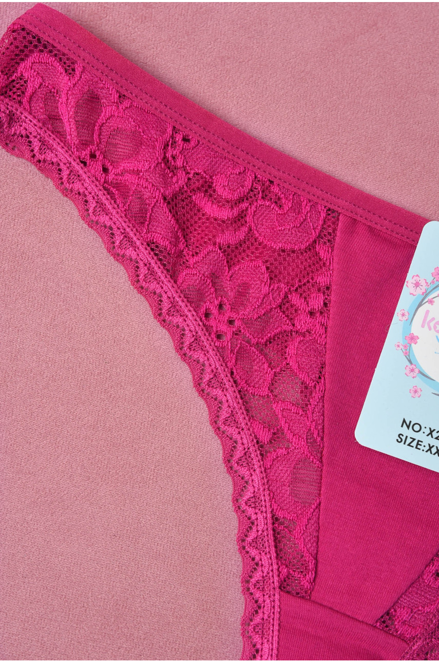 Стрінги жіночі з гіпюровими вставками малинового кольору X2659 171406