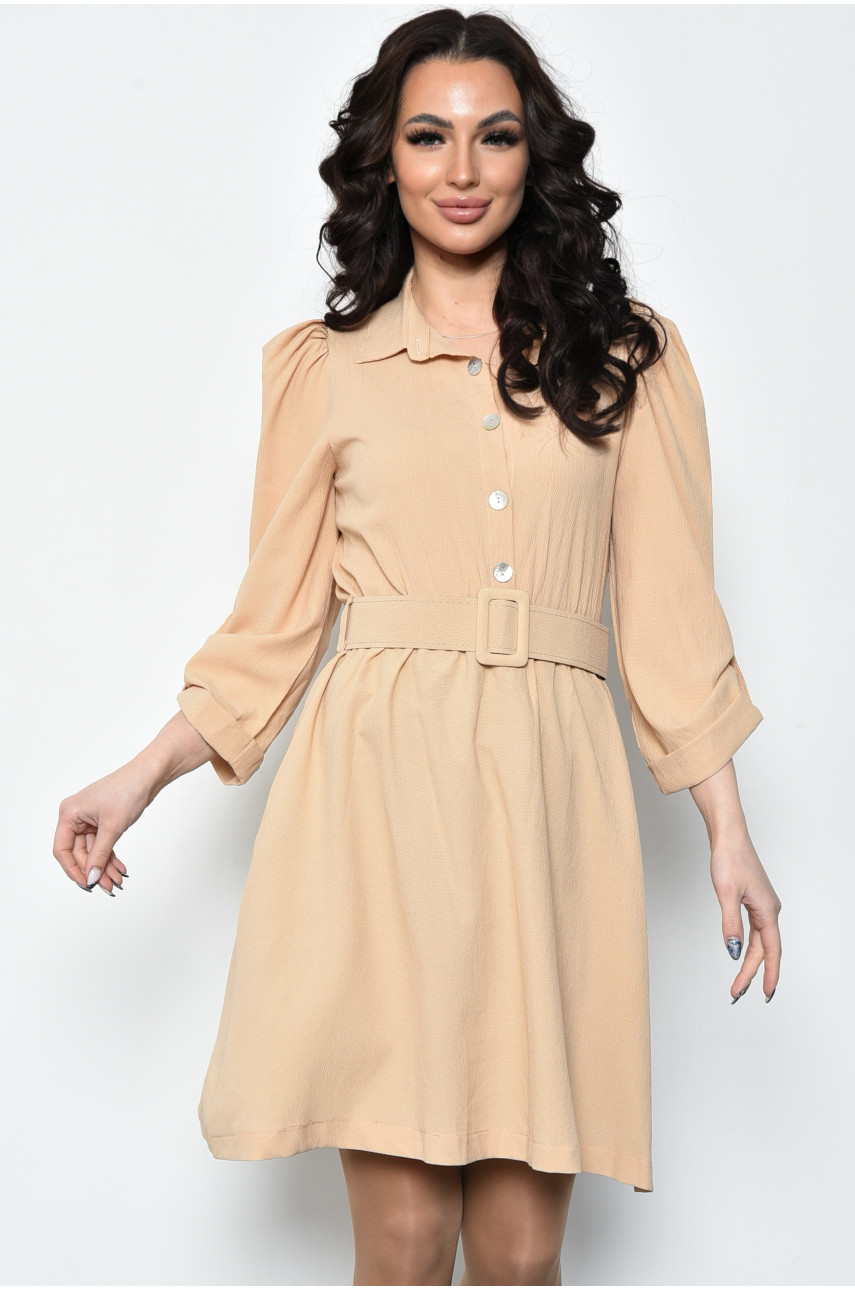 Платье женское бежевого цвета с ремешком 171477