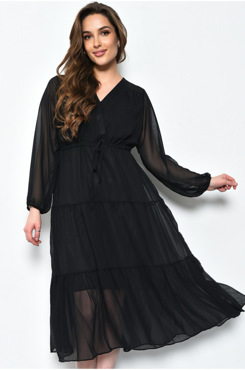 Платье женское шифоновое черного цвета 171568