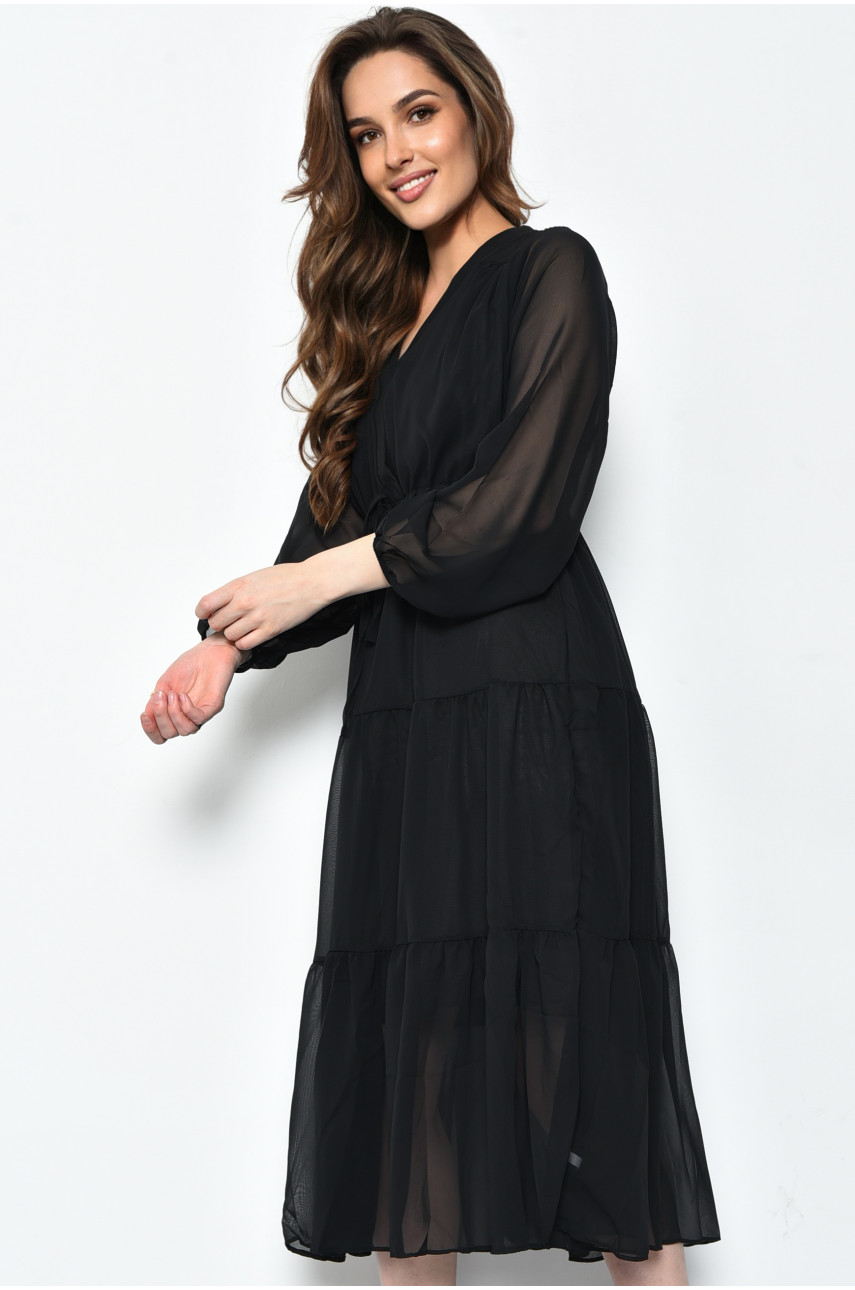 Платье женское шифоновое черного цвета 171568