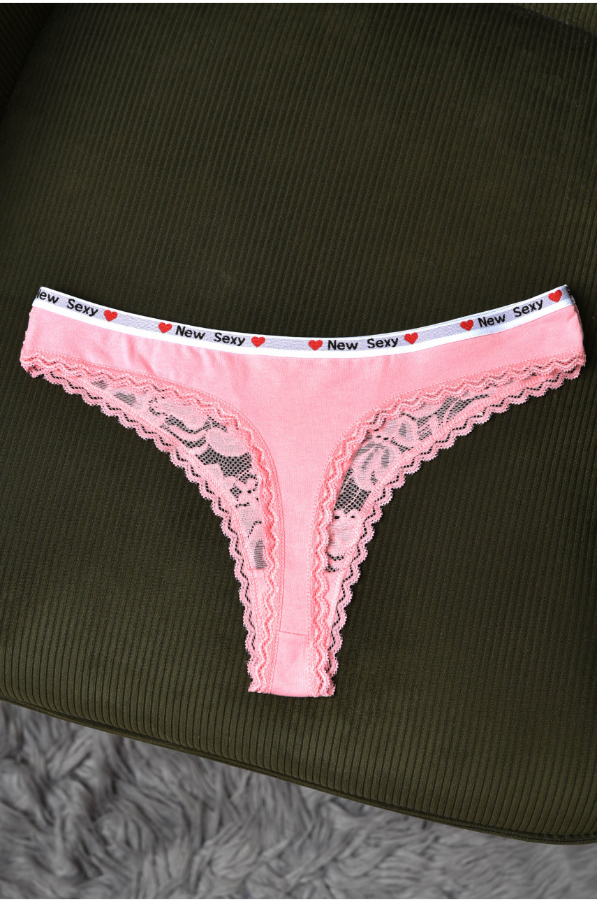 Стрінги жіночі з гіпюровими вставками рожевого кольору X2653 171596