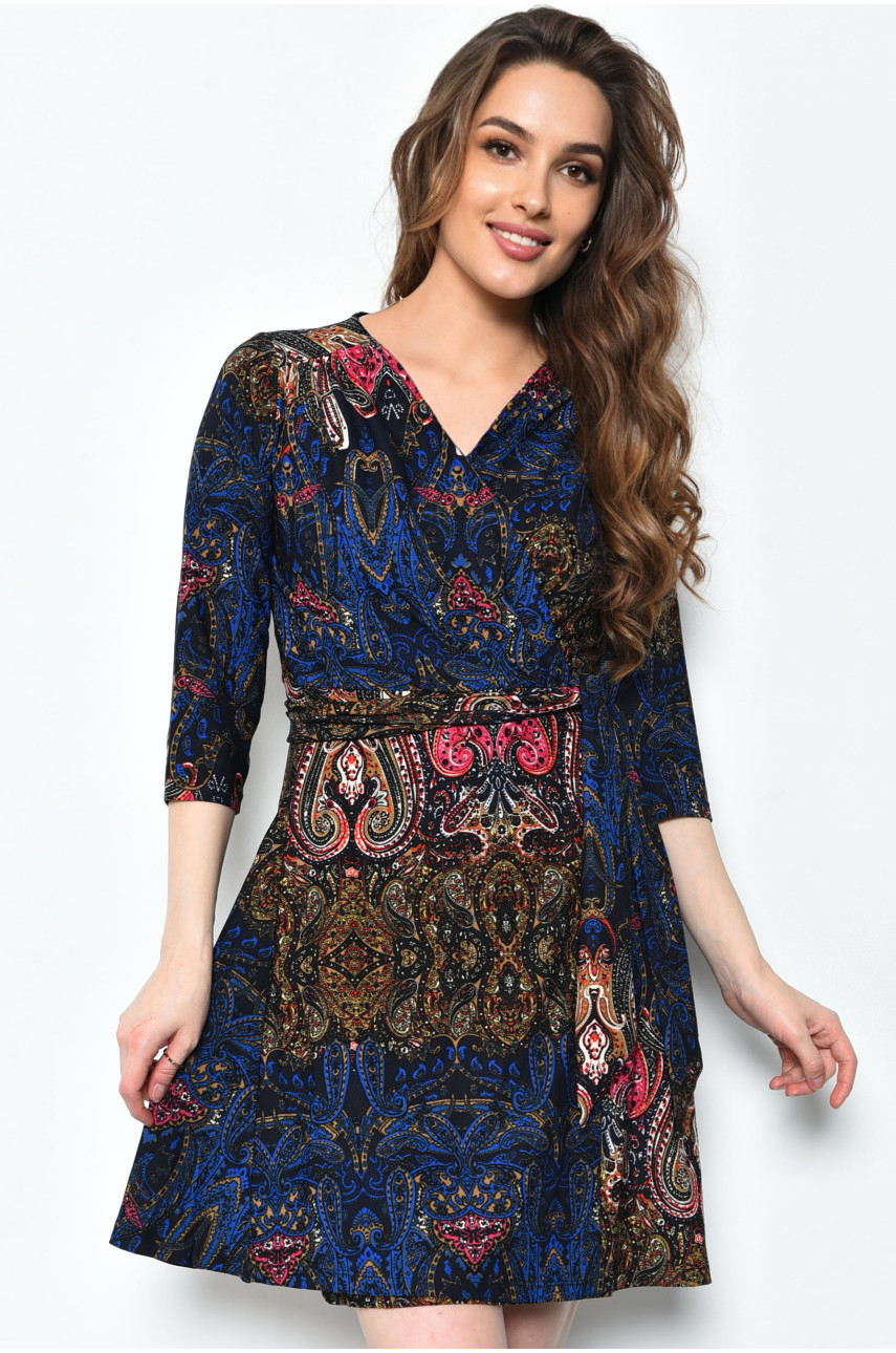 Платье женское черно-синего цвета с узорами 40 171644