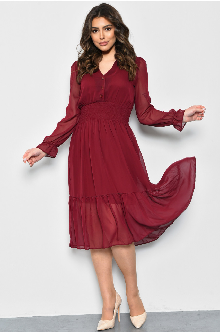 Платье женское шифоновое бордового цвета 1972 171724