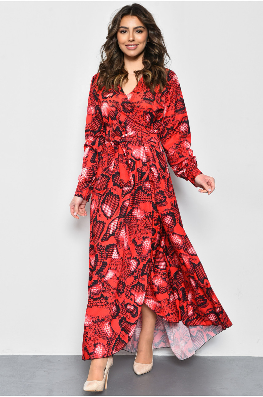 Платье женское красного цвета с узором 171768