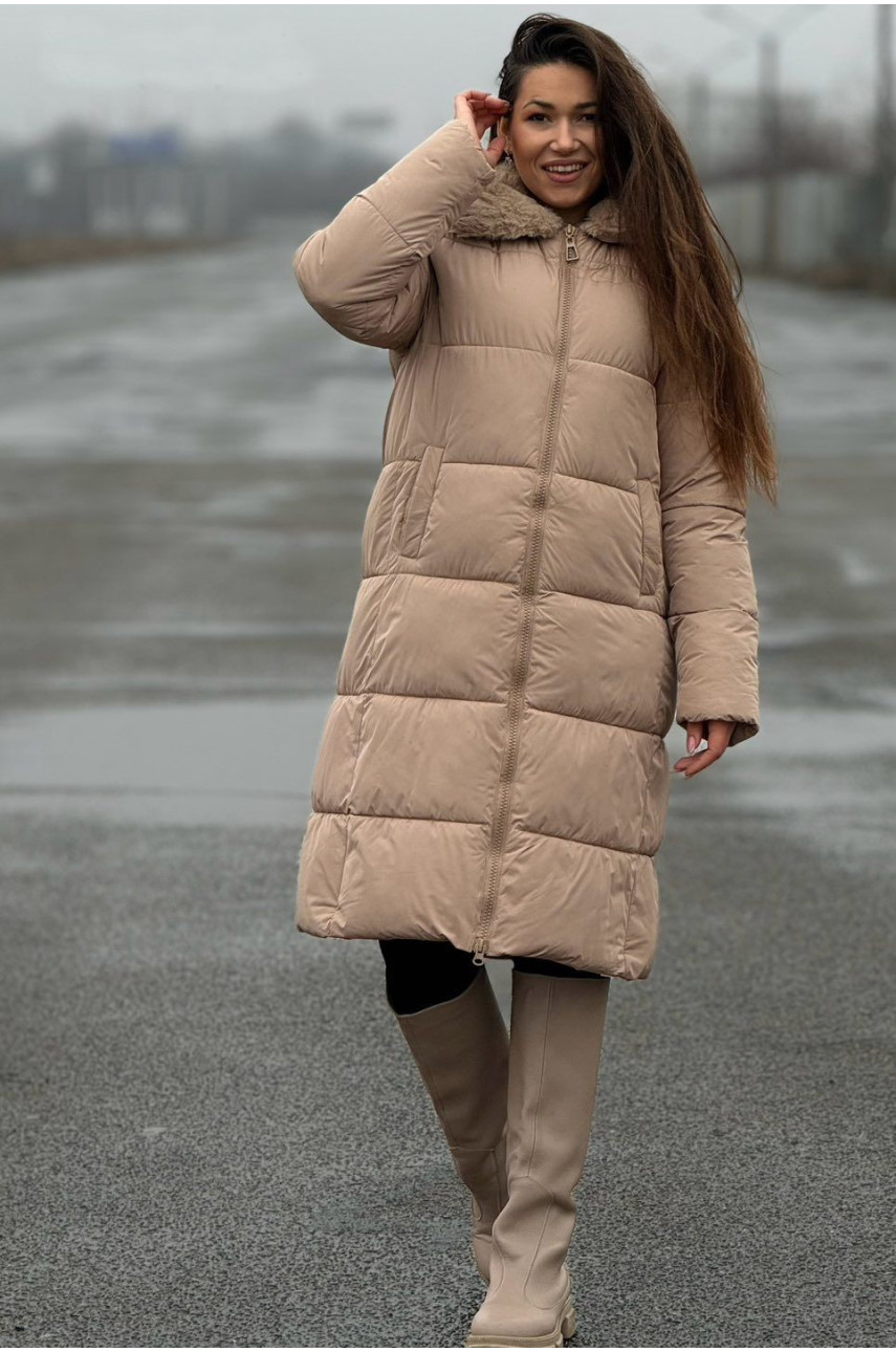 Куртка женская зима молочного цвета 6155 171853
