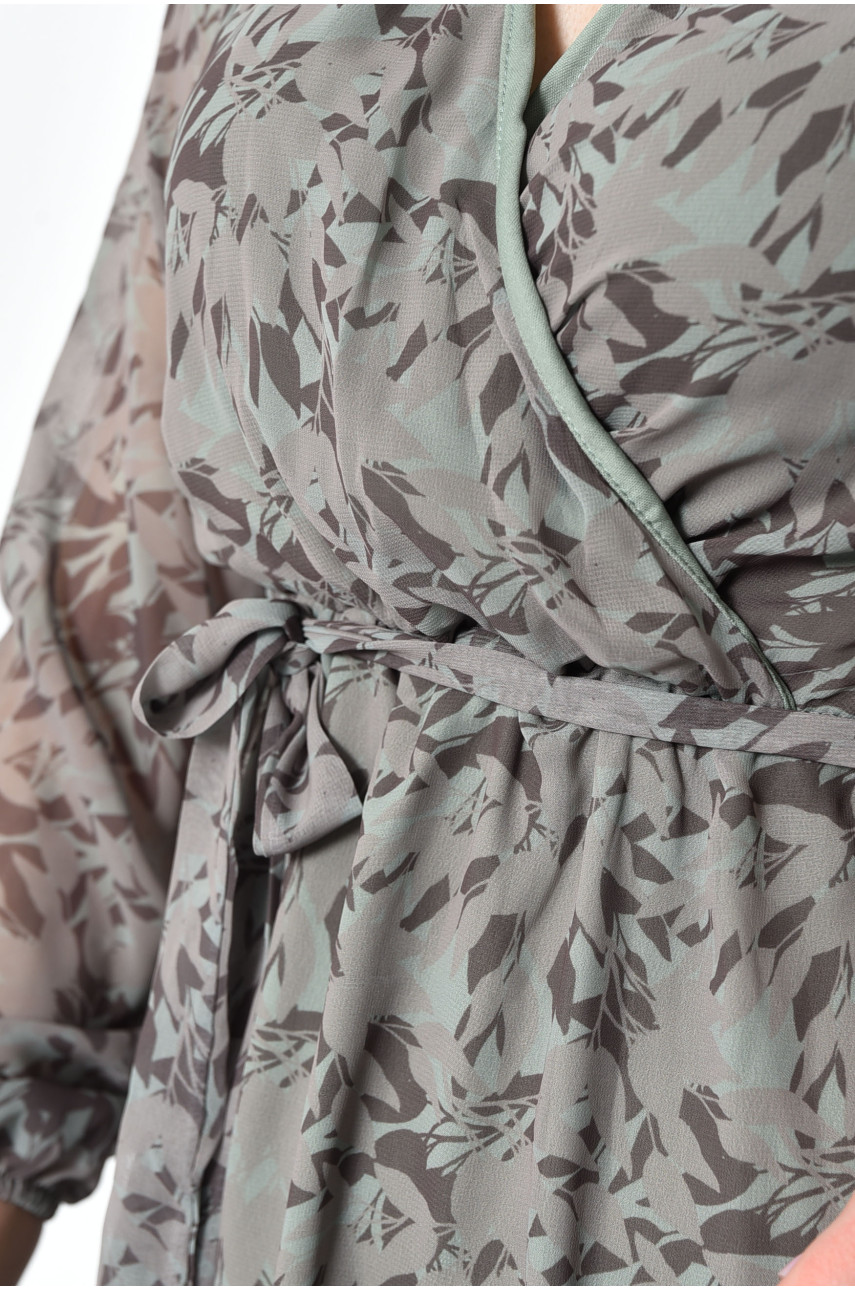 Платье женское цвета хаки с листьями 0534 171901