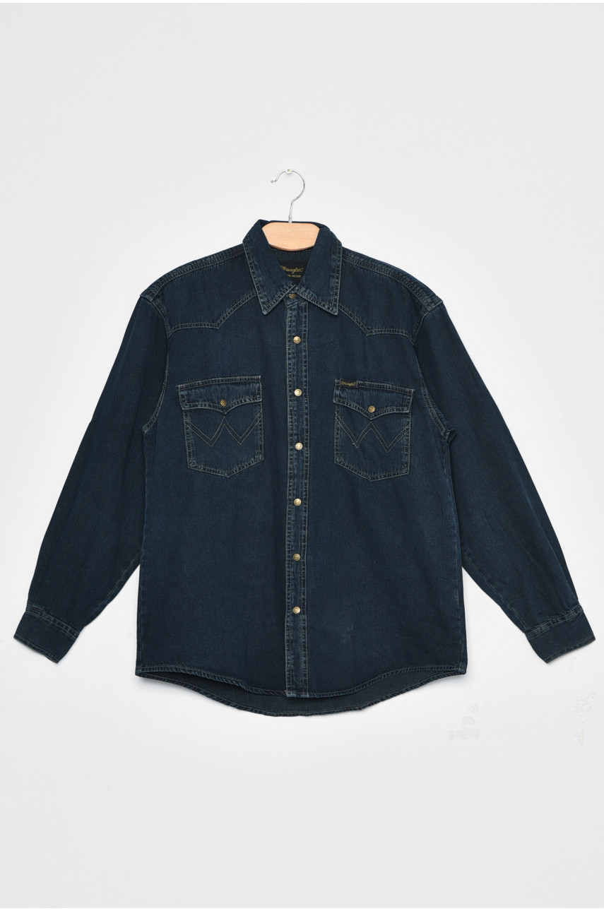 Сорочка чоловіча батальна джинсова темно-синього кольору 171982