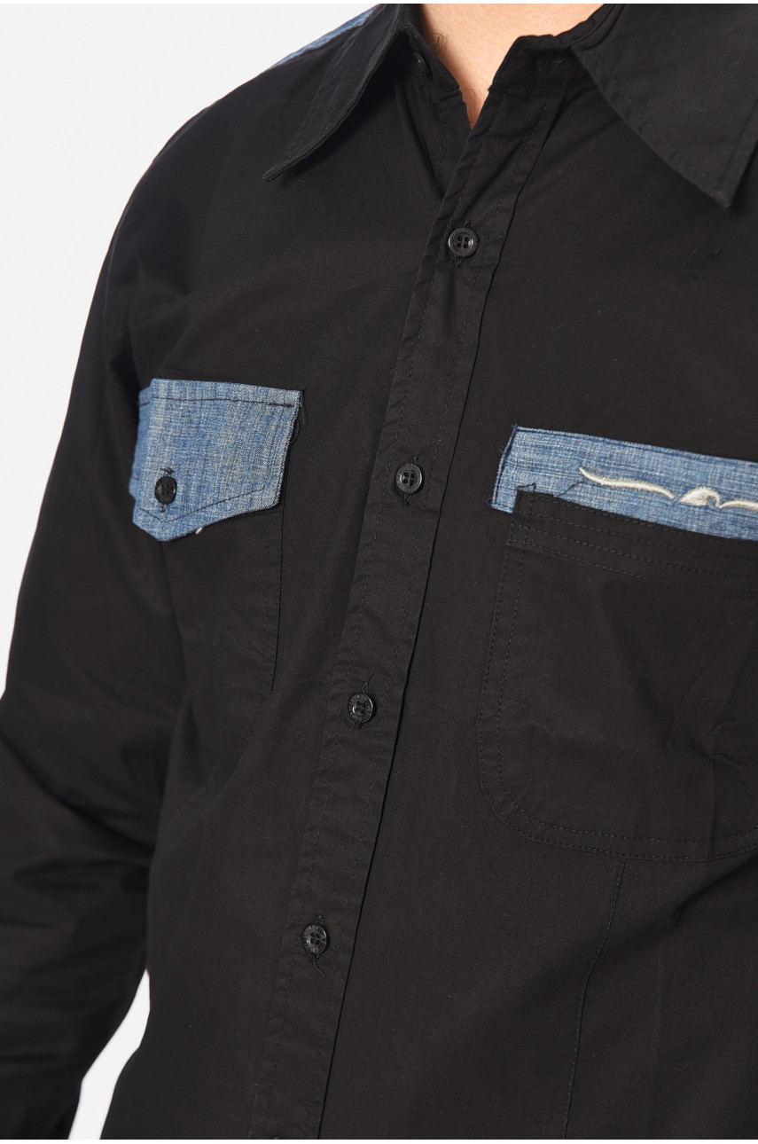 Рубашка мужская полубатальная черного цвета 172048