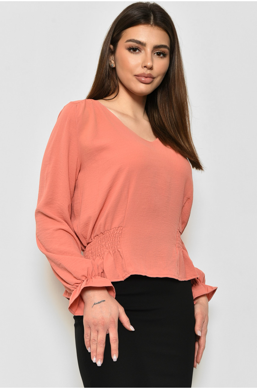 Блуза жіноча однотонна персикового кольору 172049