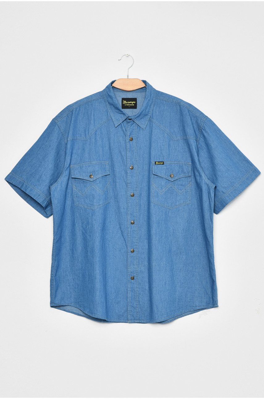 Сорочка чоловіча батальна джинсова блакитного кольору 172092