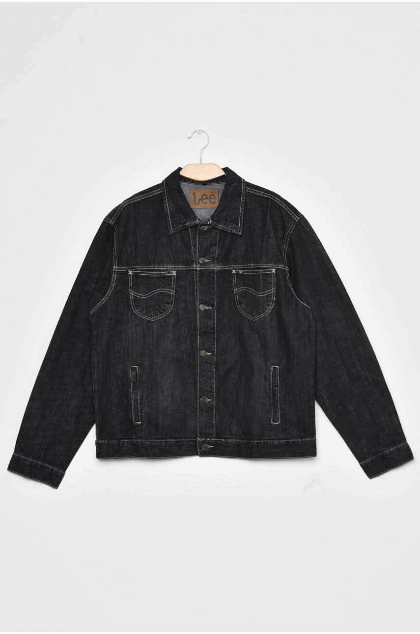 Пиджак мужской батальный джинсовый черного цвета 172155