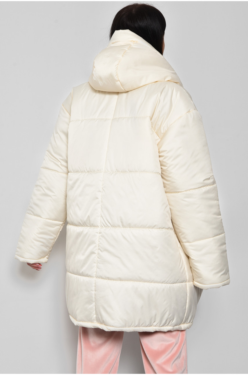 Куртка женская демисезонная молочного цвета 172228 Куртка женская демисезонная молочного цвета 172228