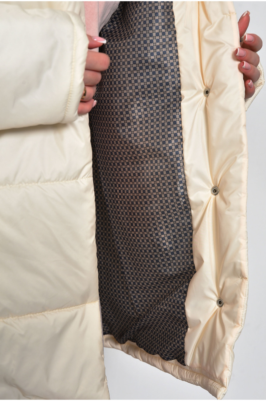 Куртка женская демисезонная молочного цвета 172228 Куртка женская демисезонная молочного цвета 172228