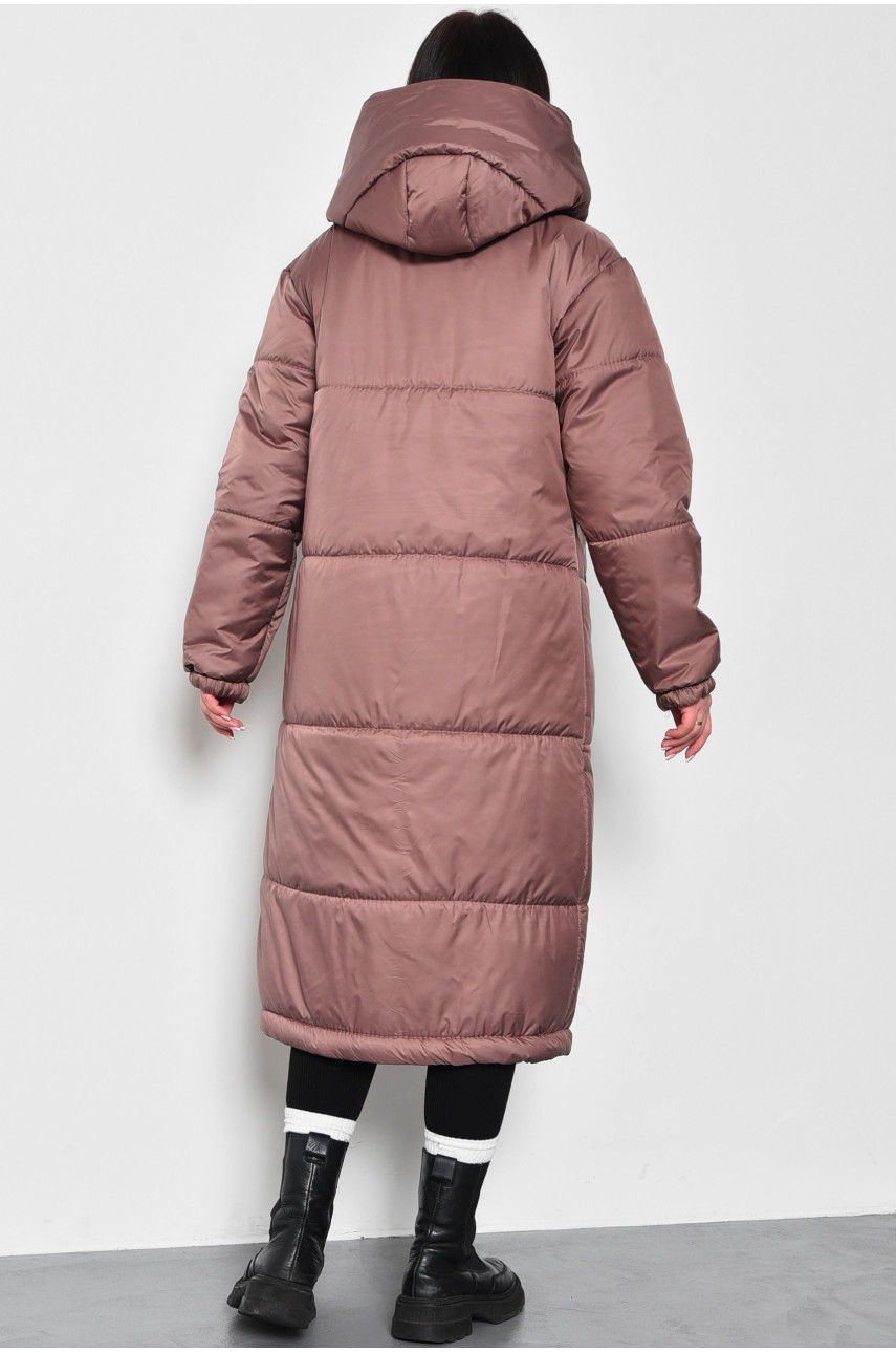 Куртка женская еврозима удлиненная цвета мокко 172245