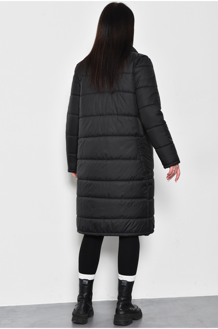 Куртка женская демисезонная удлиненная черного цвета 172251 Куртка женская демисезонная удлиненная черного цвета 172251