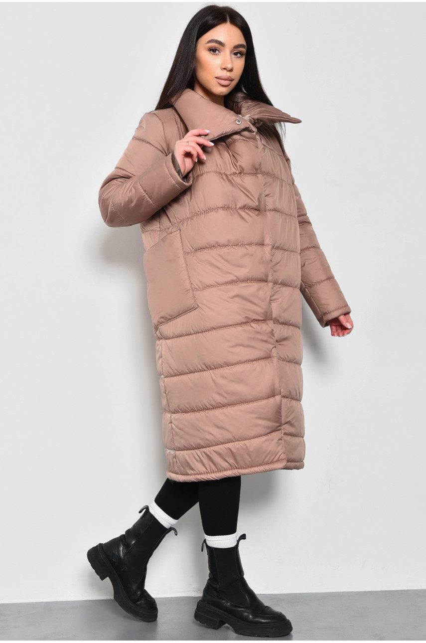 Куртка женская демисезонная удлиненная цвета мокко 172253