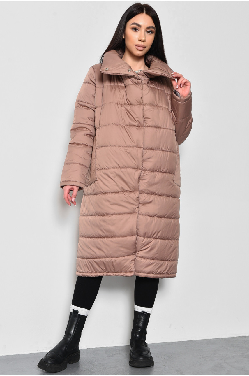 Куртка женская демисезонная удлиненная цвета мокко 172253