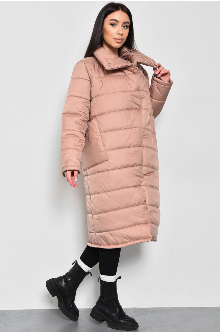 Куртка женская демисезонная удлиненная цвета мокко 172254