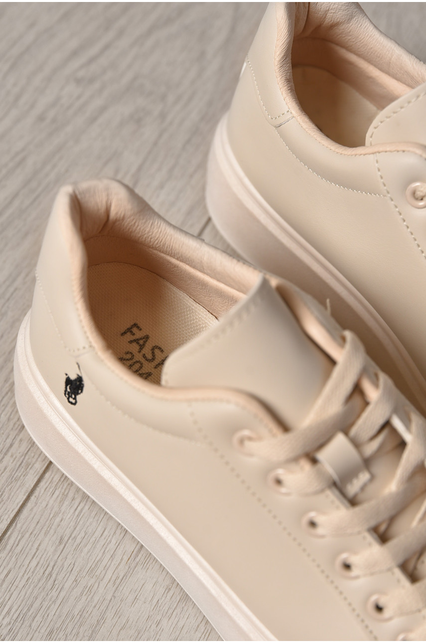 Кроссовки женские бежевого цвета на шнуровке 204-672 172259 Кроссовки женские бежевого цвета на шнуровке 204-672 172259