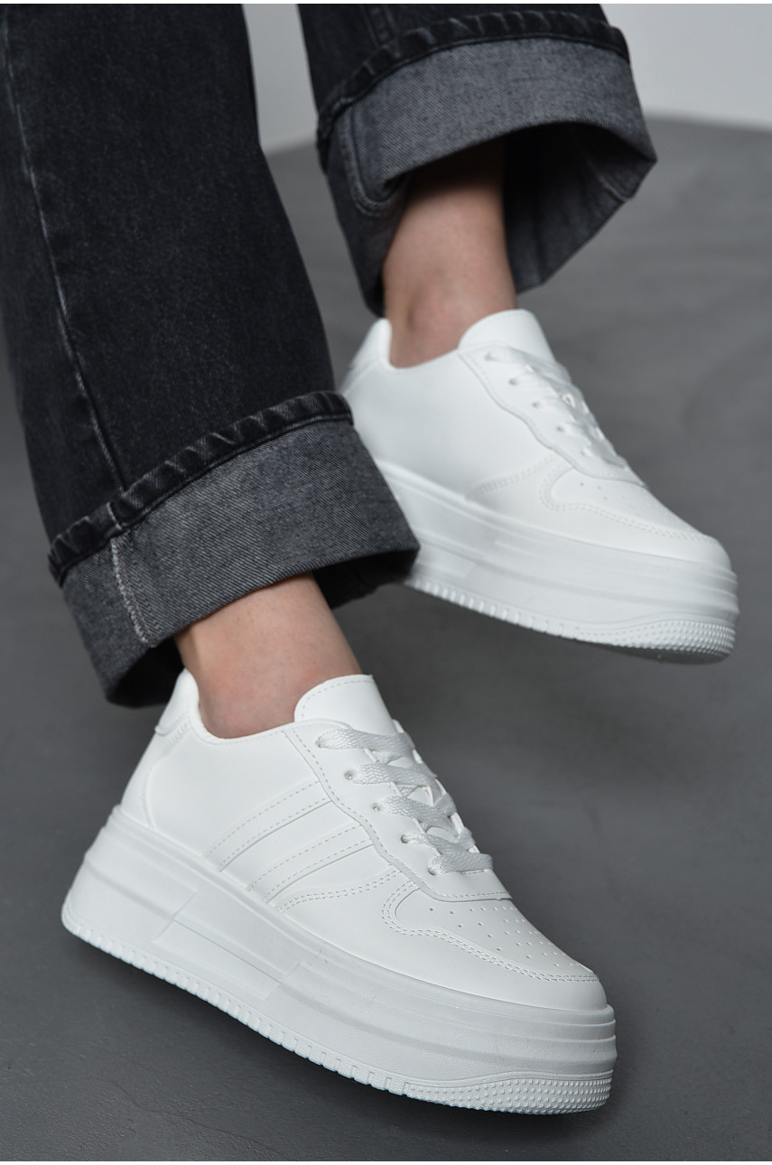 Кросівки жіночі білого кольору на шнурівці 201-653 172265
