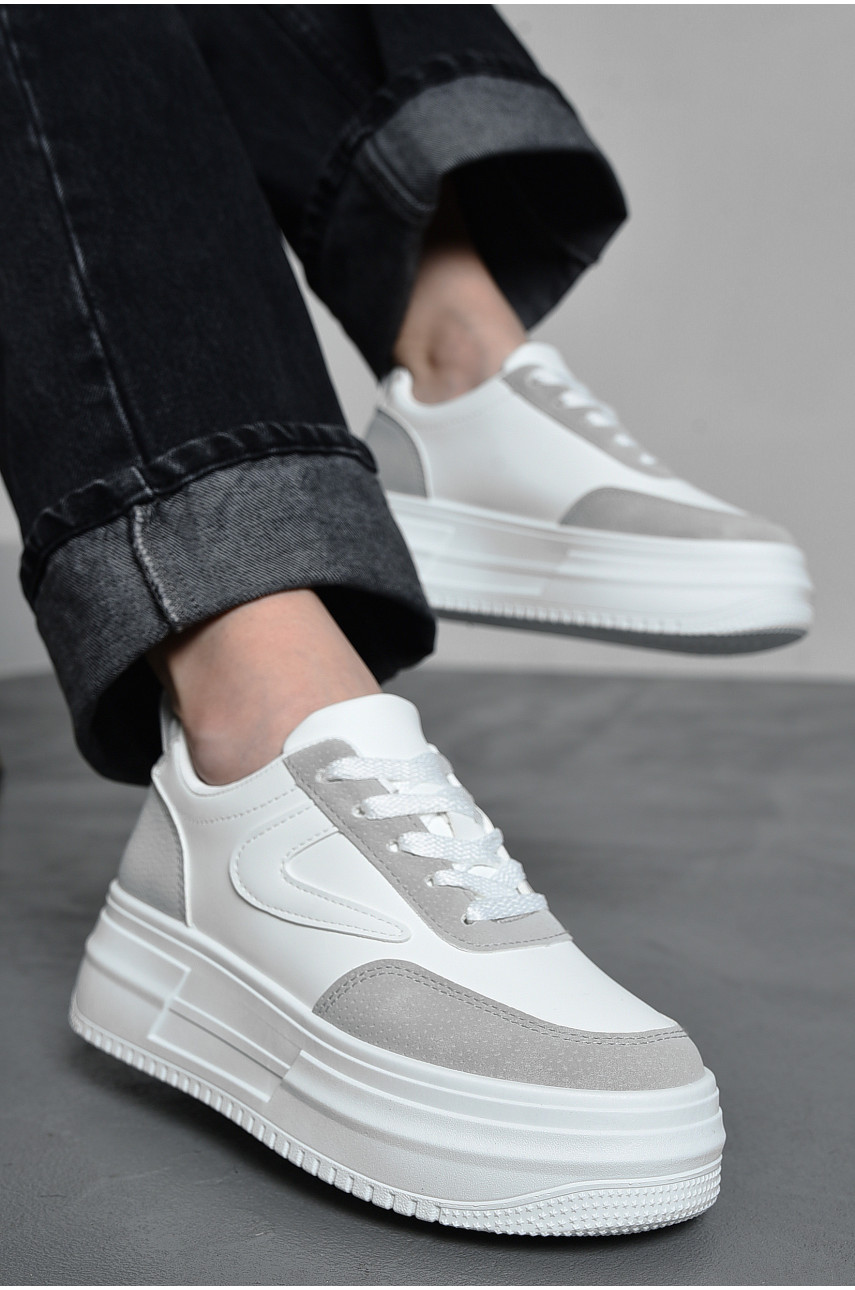 Кросівки жіночі білого кольору на шнурівці 201-644 172267