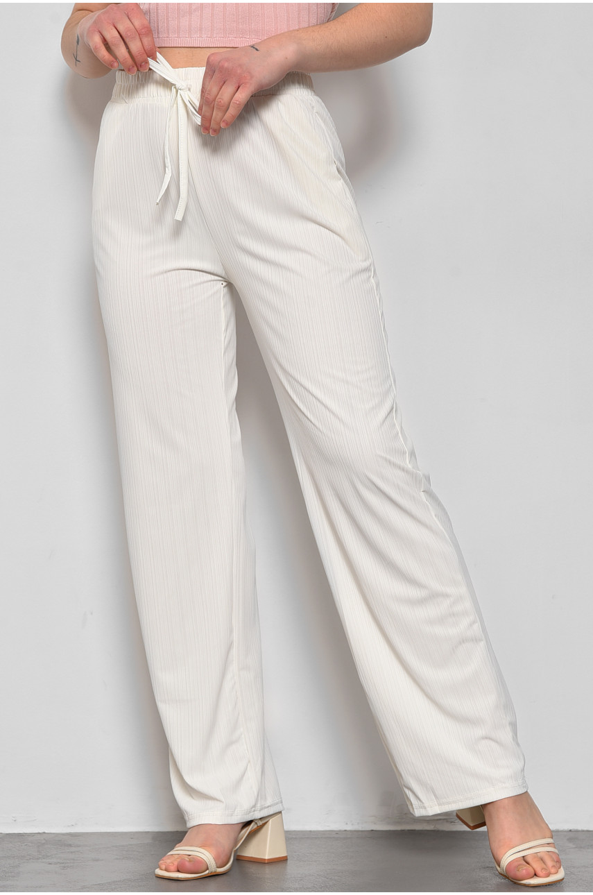 Штаны женские летние расклешенные белого цвета 9830-1 172301