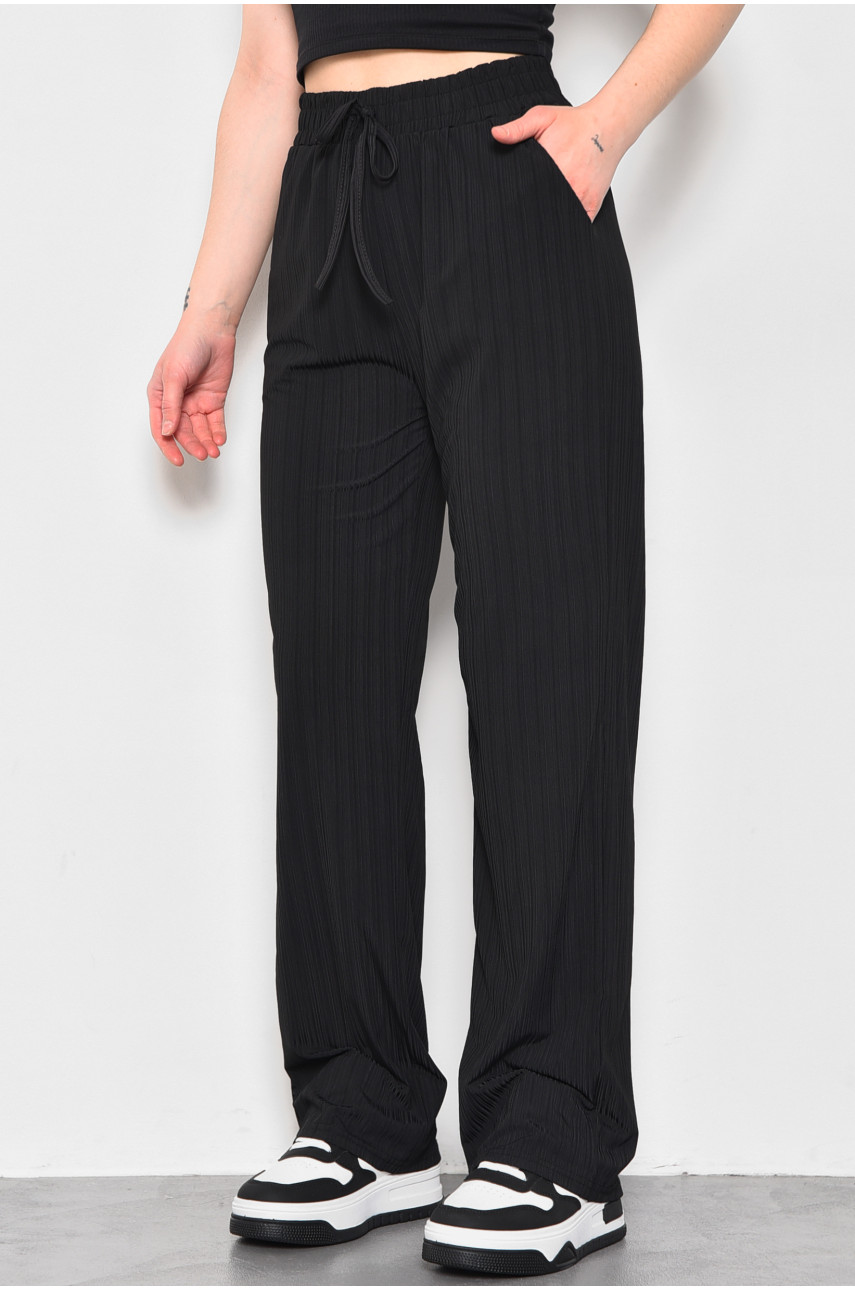 Штани жіночі літні розкльошені чорного кольору 9830-1 172303