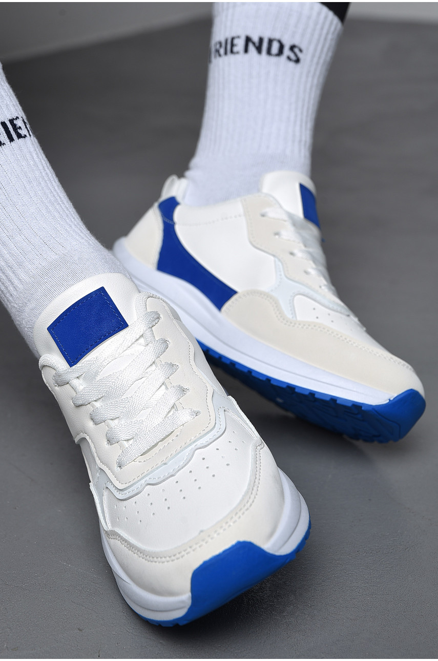 Кросівки жіночі біло-синього кольору на шнурівці YB2388-7 172312