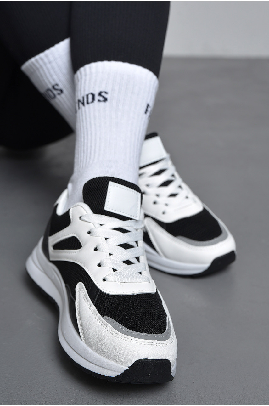Кросівки жіночі чорно-білого кольору на шнурівці YB2382-3 172313