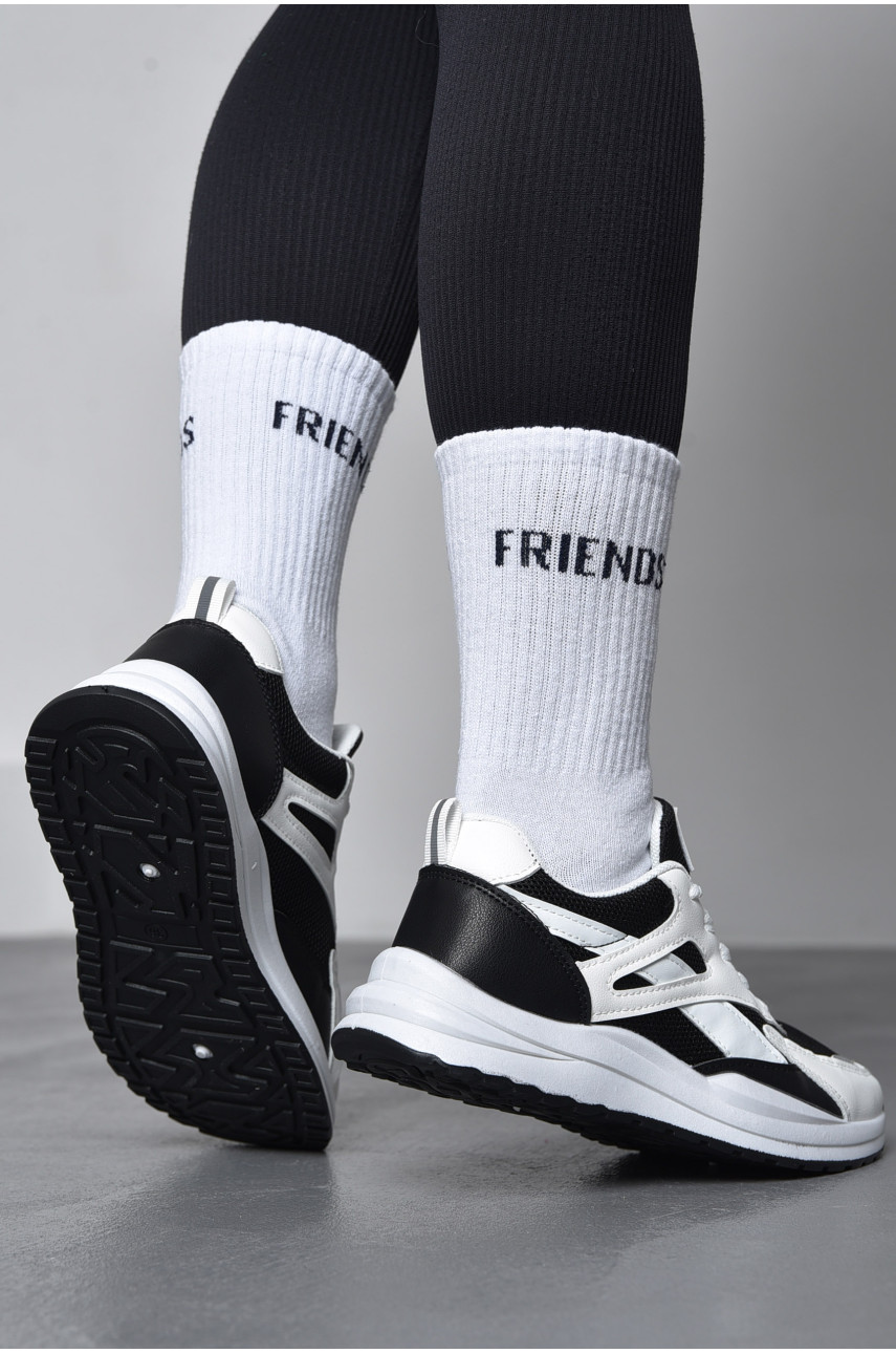 Кроссовки женские черно-белого цвета на шнуровке YB2382-3 172313