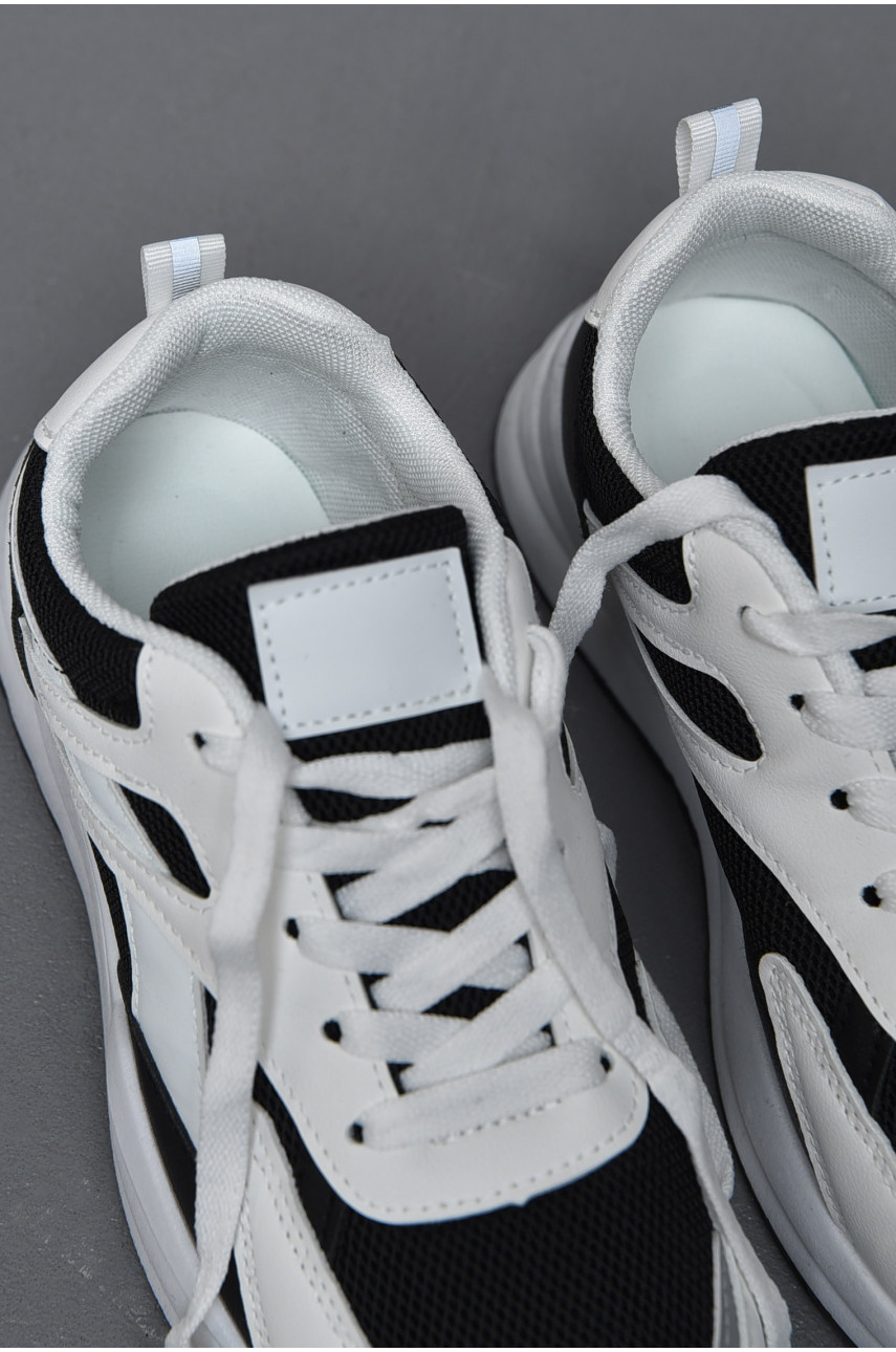 Кроссовки женские черно-белого цвета на шнуровке YB2382-3 172313