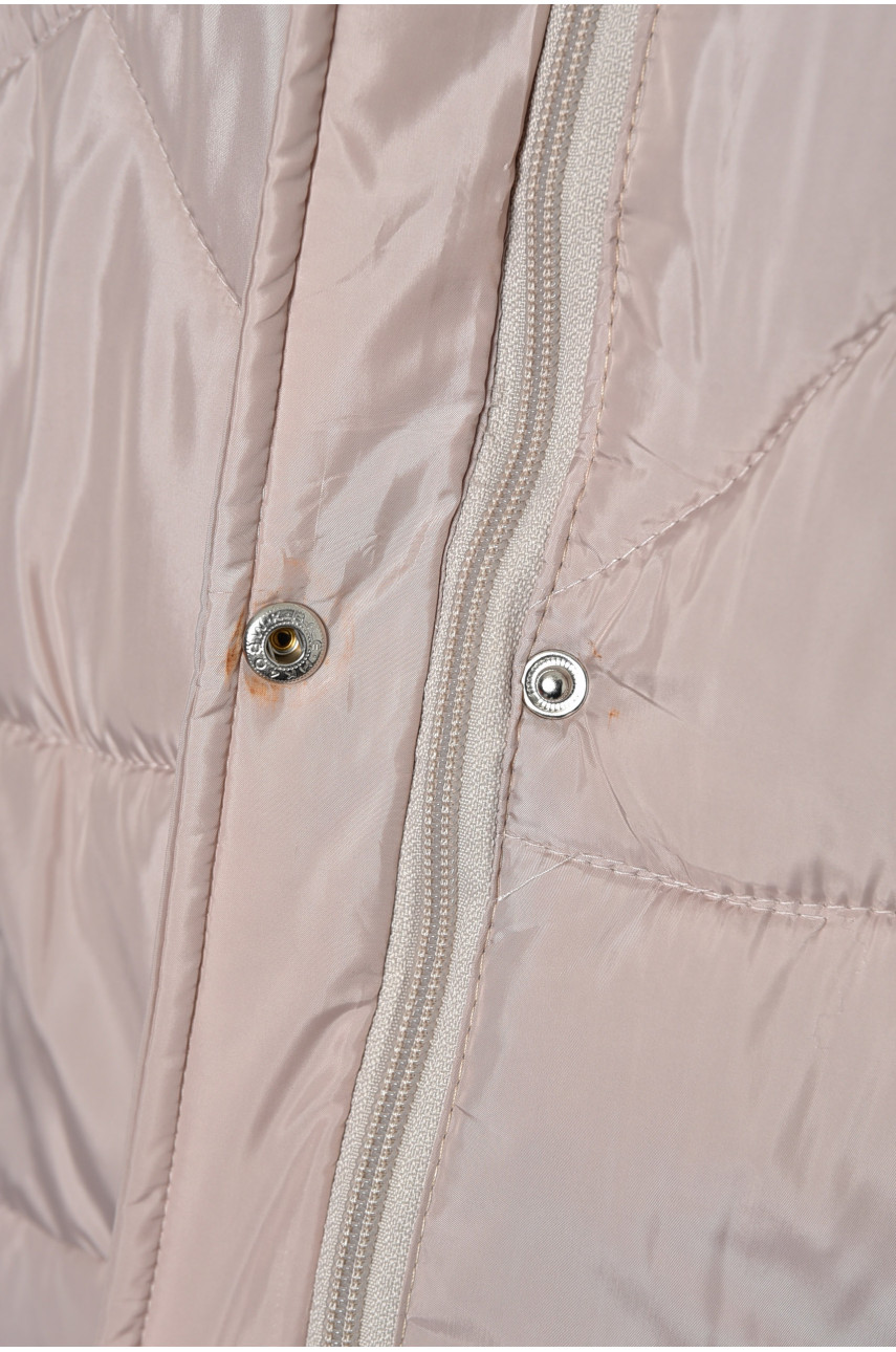 Куртка детская зимняя для девочки светло-бежевого цвета Уценка 172317 Куртка детская зимняя для девочки светло-бежевого цвета Уценка 172317