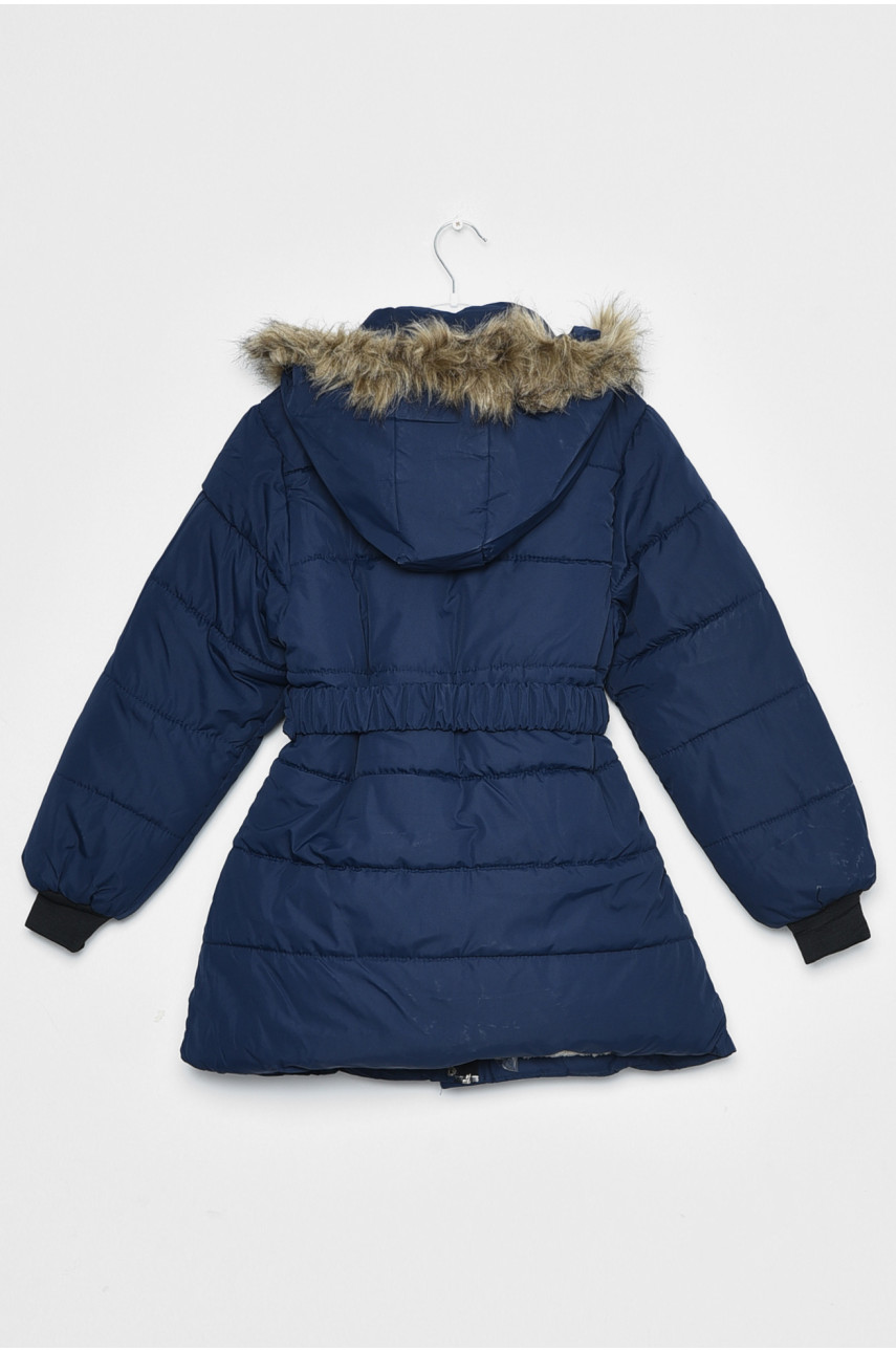 Куртка дитяча зимова  для дівчинки темно-синього кольору Уцінка 172324