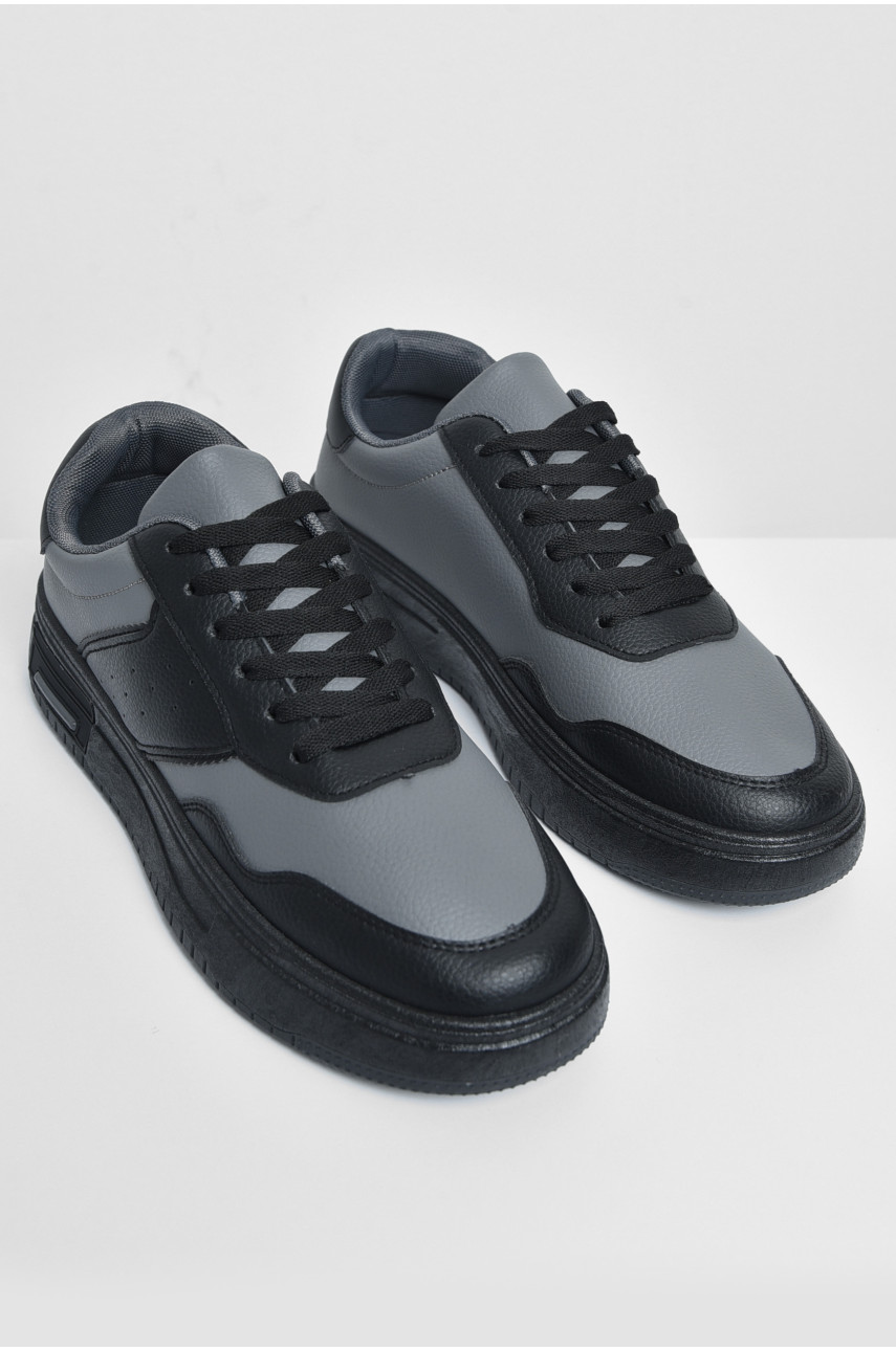 Кроссовки мужские черно-серого цвета на шнуровке YB10508-2 172334